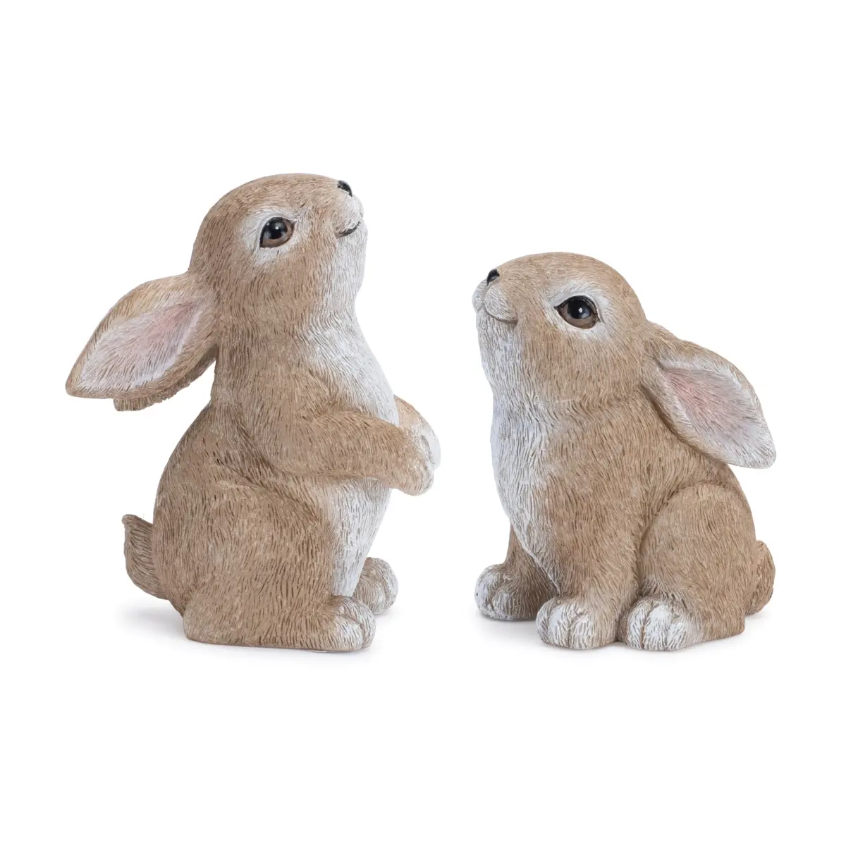 Melrose 92442DS Resin Rabbit Figurine Set of 4 - Rustic Bunny Collectible Decorative Sculpture Figurines, 1.75 lbs, 1:2.75x3x3 in & 3-4 in, Beige & White Home Decor Accent, Ideal Gift for Home Supplies Enthusiasts
