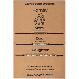 Morse Code Bracelet, Dad Mom  Sister Daughter Son  Morse Code Bracelets, Adjustable String Matching Beads  Message