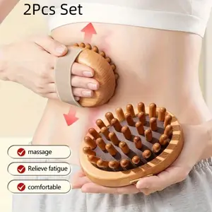 2-Pack Wooden Massage Brushes, Body Care, Body Massage and Therapy Tools, Relieve Fatigue and Pain, Promote Circulation, Remove Dead Skin