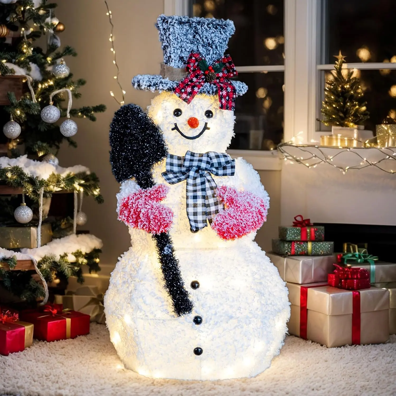 3FT Lighted Snowman Christmas Decorations Outdoor Indoor, Prelit LED Outdoor Christmas Yard Snowman Decor for Lawn Garden Patio Pathway Front Porch Home Holiday Winter Xmas Party Display