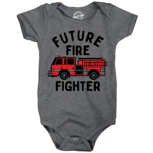 Future Fire Fighter Baby Bodysuit Funny Sarcastic Fire Truck Graphic Novelty Jumper for Infants Funny Baby Onesies Funny Sarcastic Onesie Novelty Onesie Dark Grey