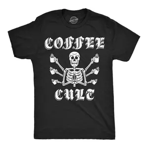 Mens Funny T Shirts Coffee Cult Sarcastic Caffeine Lovers Tee For Men Mens Funny T Shirts Cool Vintage Fashion T-Shirt Gift Classic Menswear Funny Coffee Short Sleeve Novelty Tees for Guys Black -