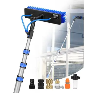 VEVOR Water Fed Pole Kit, 20FT Solar Panel Cleaning Pole with Extendable Handle, 180 Rotatable Brush Head 65.6FT Hose, Household Outdoor Window Cleaner Tool for Caravan Solar Panel Deck