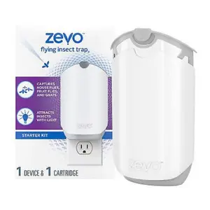 Zevo Flying Insect Fly Trap - Plug-in Base, 1 Cartridge, Light (Office & School Stationery Supply)