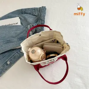 Kawaii Miffy Handbag Cartoon Embroidery Canvas Tote Multiple Styles Dopamine Storage Bag Anime Accessories Perfect Birthday Gift