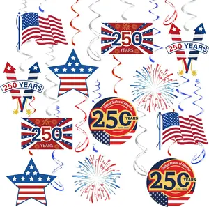 USA 250th Anniversary Hanging Swirls, 30Pcs United States 250 Years Ceiling Streamers Hanging Ornaments for American Anniversary Party Decorations