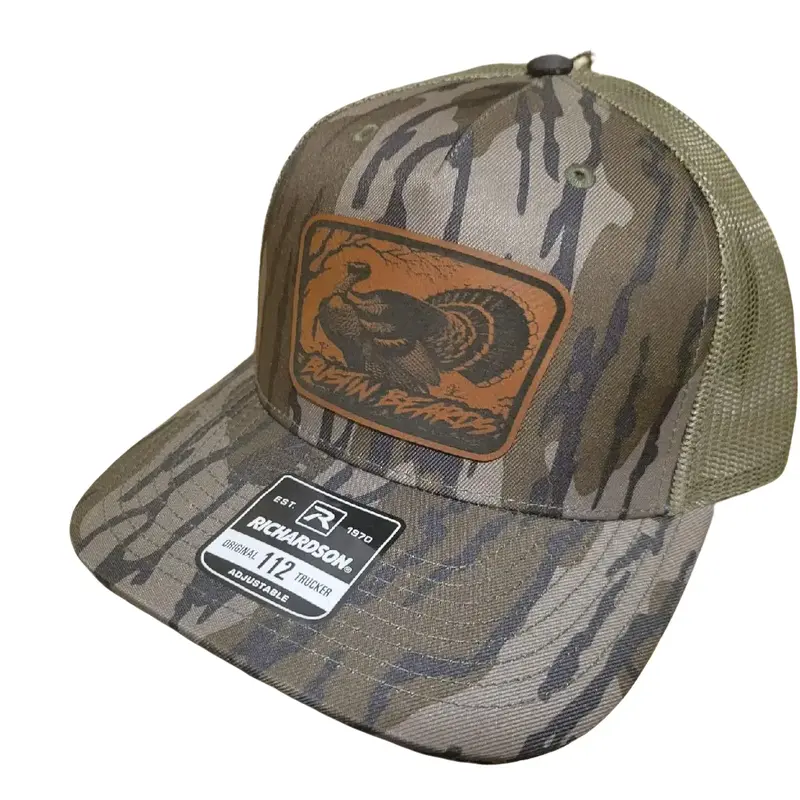 Bustin Beards Men's Camouflage Turkey Hunting Baseball Hat - All Seasons Casual Accessory with Flat Bill, Stylish Logo, Facial Hair Control for Outdoor Enthusiasts