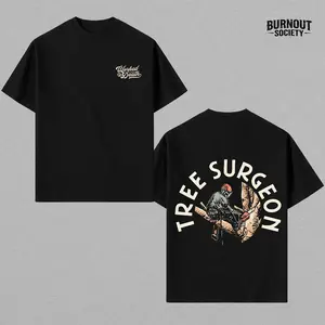 Tree Surgeon T-Shirt, Chainsaw Climber Graphic, 2 Sides, Soft Cotton Blend Shirt, Funny Arborist Workwear for Men & Women