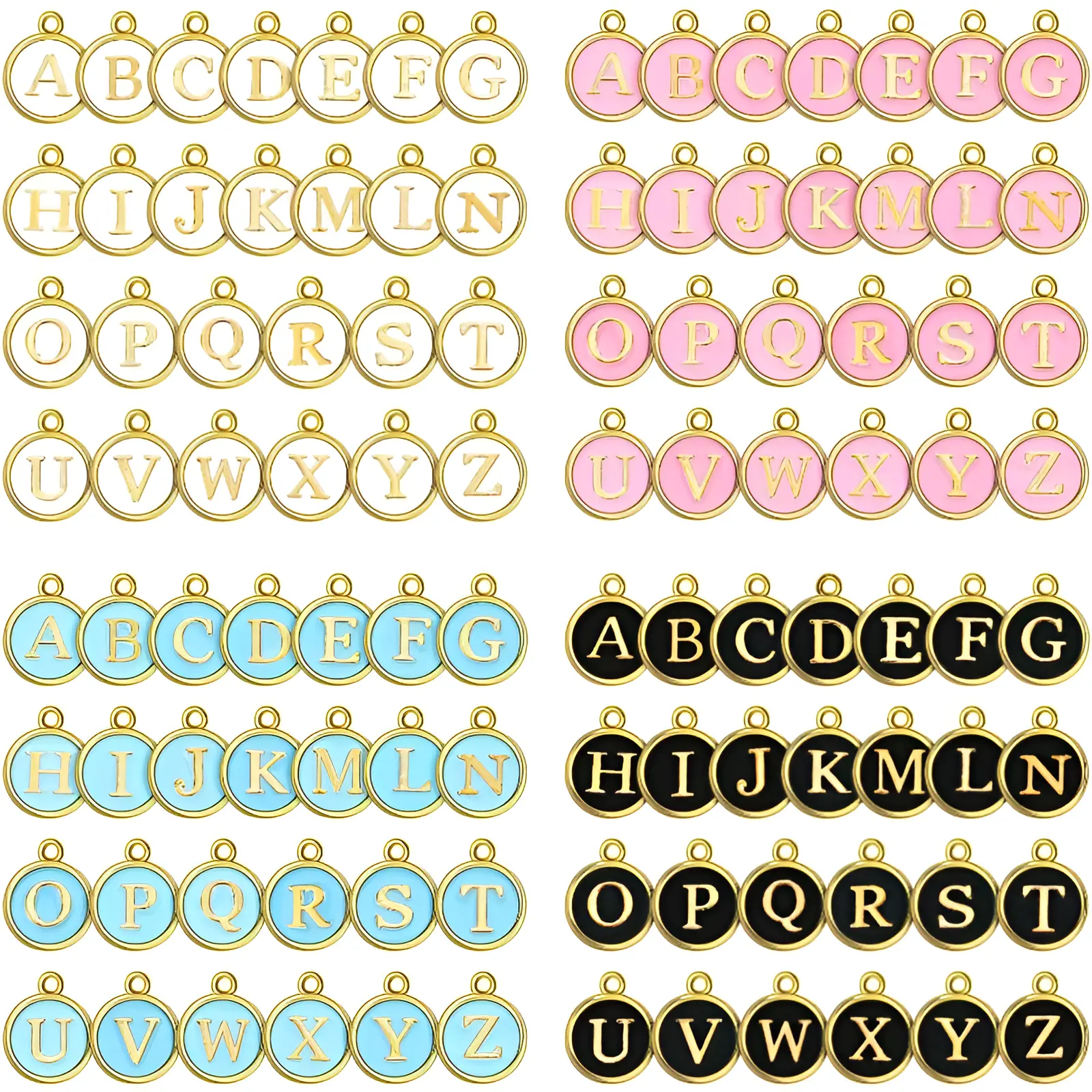 104 Piece Letter Charms for Jewelry Making,Alphabet Charms Set for Bracelet,Necklace & DIY Projects (Black,White,Pink,Blue),Halloween Christmas Party Gifts,Hand Tools Kits
