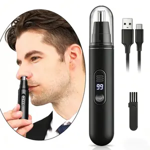 USB Rechargeable Nose Hair Trimmer for Men Women, Quiet Motor & Floating Dual-Blade, Digital Display, Painless Safe Round-R Head, Easy Cleaning for Home Daily Use