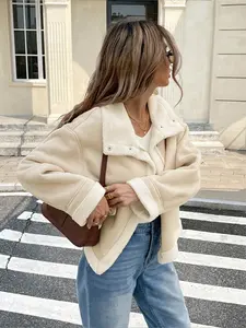 Women's Loose Fur Coat | Short Lamb Fur Jacket, Motorcycle/Bomber Jacket AW2025 | Zip Closure, Warm & Cold-Resistant | Casual Style for Cold Weather | TikTok Viral