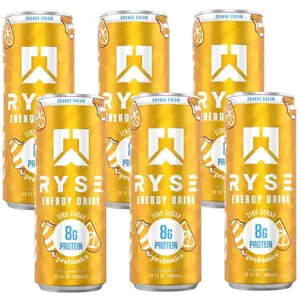 RYSE Energy + Protein Drink Orange Cream, 12oz Cans, 6-Pack