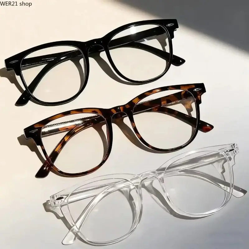3pcs Retro Full Rim Eyeglasses, Lightweight Stylish Square Frames with Blue Light Blocking Lenses, Trendy Casual Eyewear, Perfect Accessories for Summer Beach Vacation, Outdoor Activities & Daily Wear
