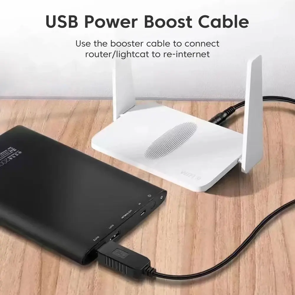 USB to DC Power Cable with 5V-to-12V Boost Converter, 8 Adapters & DC Jack for WiFi Router, Mini Fan (Network Components Powerline Adapter Accessory)