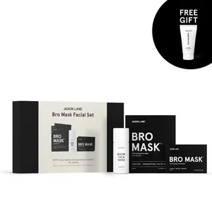Jaxon Lane Bro Mask Facial Set for Men | Hydrating Masks, Eye Gels & Brightening Cica Serum for Skin Repair, Glow & Hydration Essentials Skincare