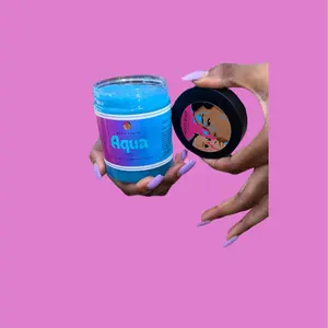 Good Suga Cosmetics’ Handcrafted AQUA sugar scrub- a blue sugar scrub with a powdery scent