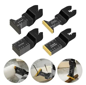 18 PCS Titanium Oscillating Saw Blades Metal Cutting, Universal Multitool Blades for Soft Metal Nails Hard Material and Wood Plastic, Multi Tool Blades Kits