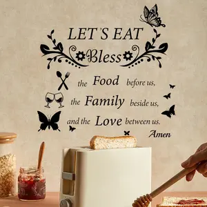 Kitchen Food Letter Pattern Wall Sticker, 4 Sheets Self-adhesive Removable Wall Decal, Decorative Sticker for Home Kitchen Restaurant, Room Decor, Stick on Backsplash