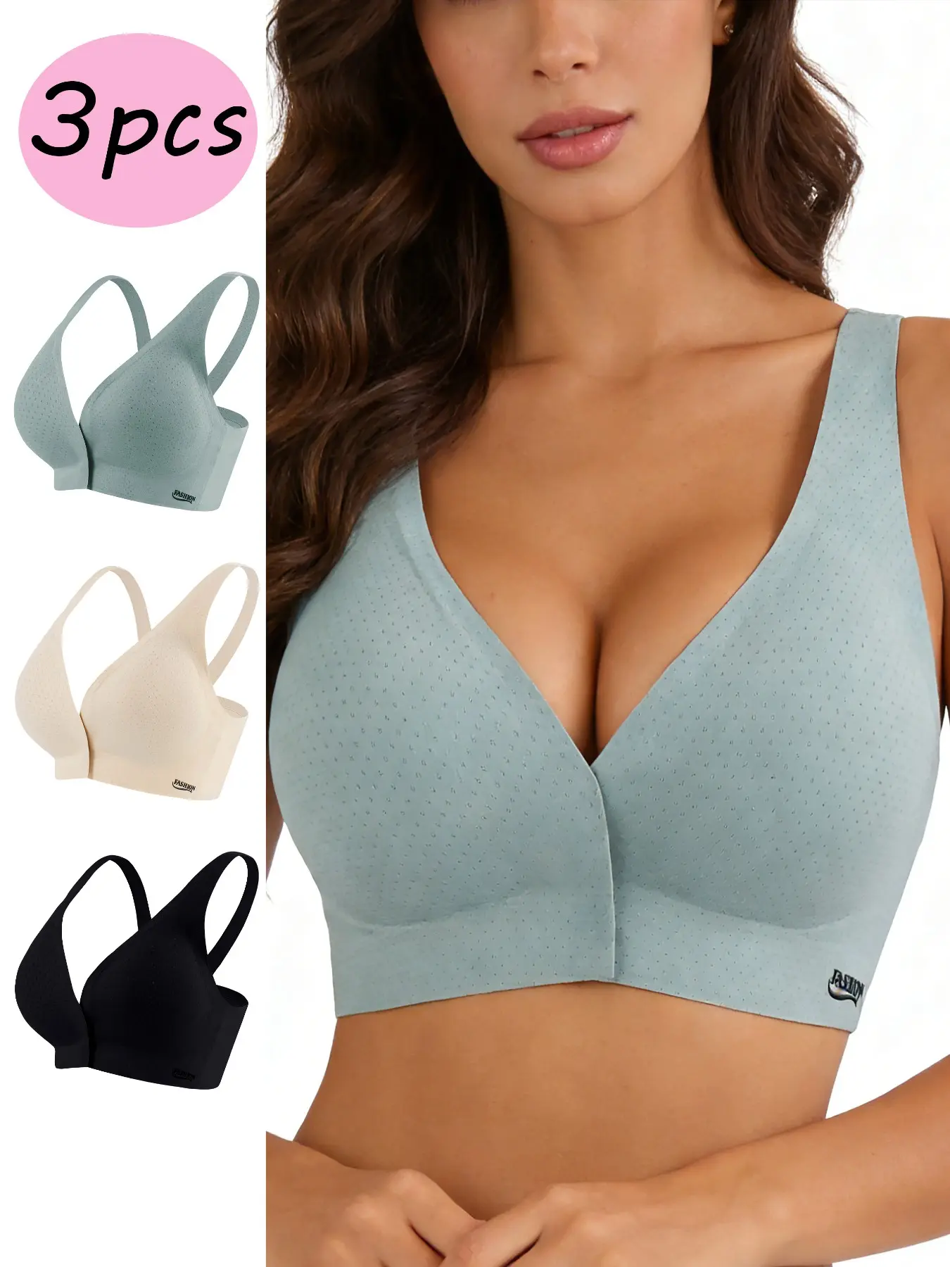 【Black Friday】3-Pack Small Size Front Closure Push-Up Bras for Women, Wireless Front Snap Bra, Seamless & Breathable, Lightweight Comfort Support