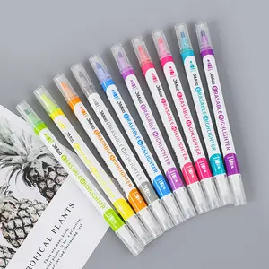 Erasable Fluorescent Highlighter Dual Tip Magic DIY Journal Pen, Set of 10 Colors, Change Color Ink Marker for Note Taking & Planning, Dual Tip Highlighters