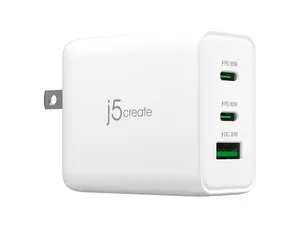 j5create 65W USB Type-C 3-Port GaN Charger White (JUP3365)