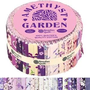 Jelly Roll Fabrics for Quilting Clearance 40 Strip 2.5" x 44" | Cotton Strips Bundles – Perfect Quilting Fabric for Sewing, Precut Quilt Projects, Jelly Roll Fabric Clearance (Amethyst Garden)