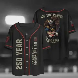 250th Anniversary Baseball Jersey, Patriotic USA Flag Jersey, Retro Bald Eagle Graphic Baseball Jersey for Men Women