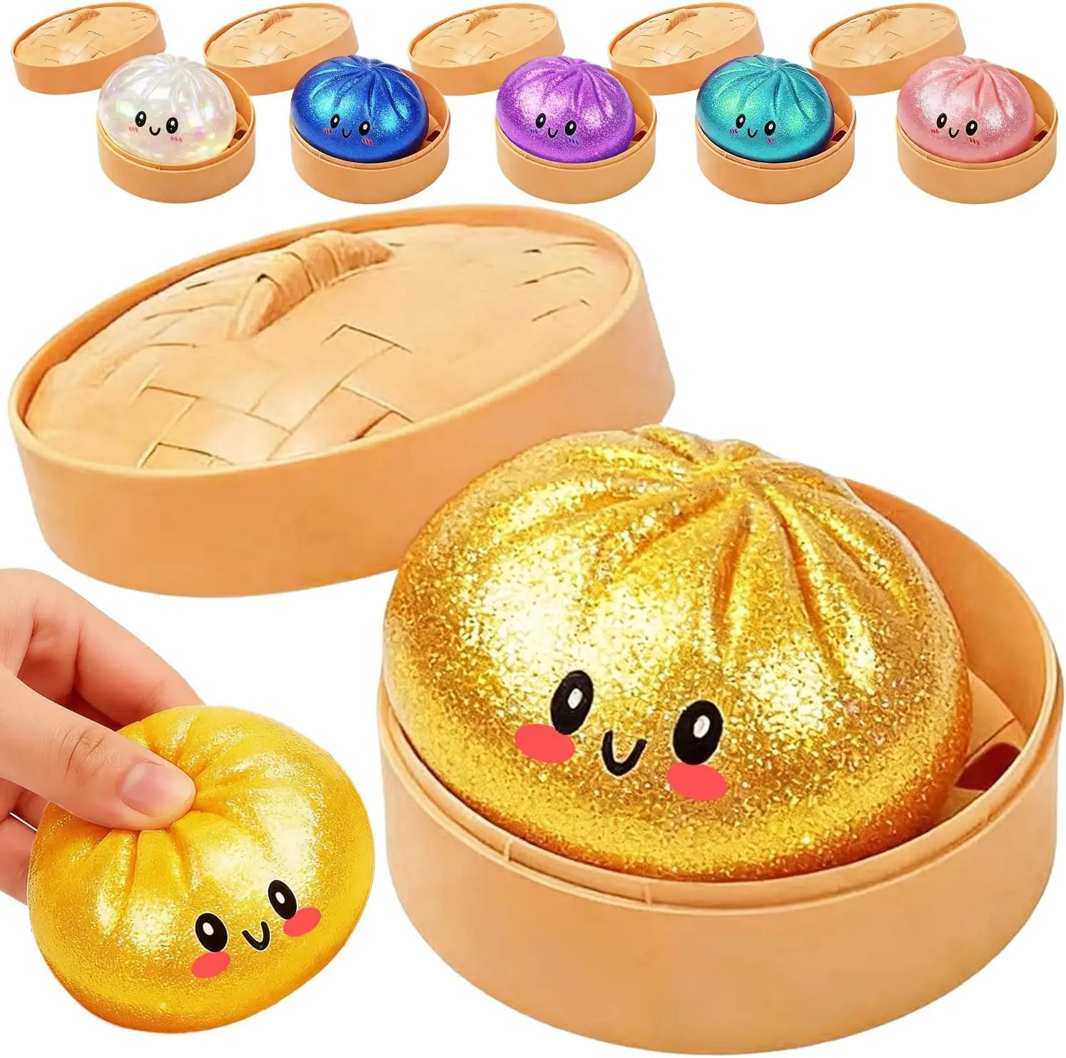 Cute Dumpling Squishy Fidget Toy with Box | Soft Squeeze Stress Relief Dough | Anxiety Relief Decompression Toy for Adults