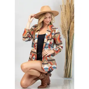 Ella Aztec Print Blazer with Pocket - medium remaining