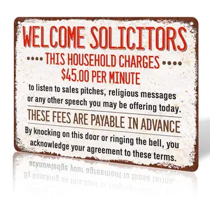 8x12 Inch Aluminum Welcome Solicitors Sign - $45 Per Minute Funny Door Decor for Home # FunnyDoorSign # SolicitorSign # HumorousDecor