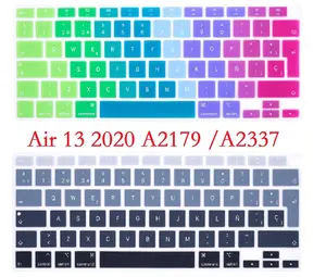 EU Spanish for Macbook Air 13 2020 M1 Chip A2337 A2179 Keyboard Cover Skin Rainbow Silicon For Macbook Air 13 2020 keyboard Skin