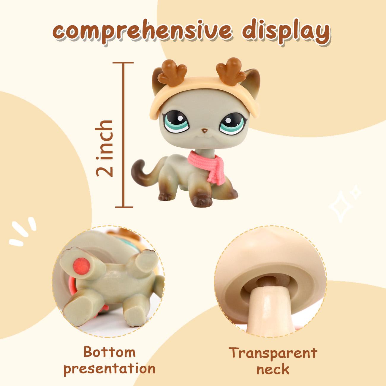 Mini Pet Shop Shorthair Cat Decoration, Shorthair Cat #391 Mini Cat Pets with Fashion Accessories, Miniature Bobble Head Cat Compatible with Toy Collection, Birthday Christmas Halloween Gift Ornaments