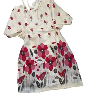 Women's Floral Halter Neck Short Kurti Top, Womenswear Tank Camisole for Casual Wear