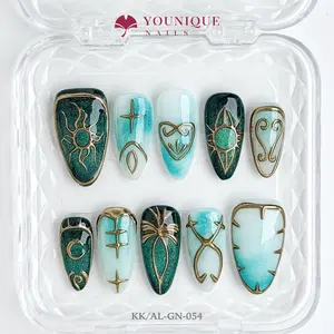 Younique Nails | 10PCS 100% Handmade Press-On Nails | Reusable Colorful Art acrylic stylish 3D