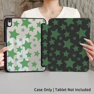Stylish Green Star Tablet Case With Y Stand Pen Holder For iPad 10.9 11 13 Inch Pro Air Mini 6 7 8.3 Inch 2022 2024 2025 2026 Spring Easter Must Have