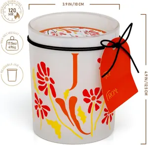 QUALIA Scented Candle 17.5 oz – Large Tumbler with Dual Wicks, 110-Hour Burn Time, Long-Lasting Fragrance, Ideal for Home Decor or Holiday Gifting (Letter J, Pink Peony)