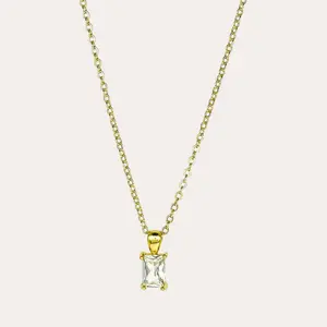 Bridgette | 14K Gold filled Emerald Cut Cz Pendant Necklace