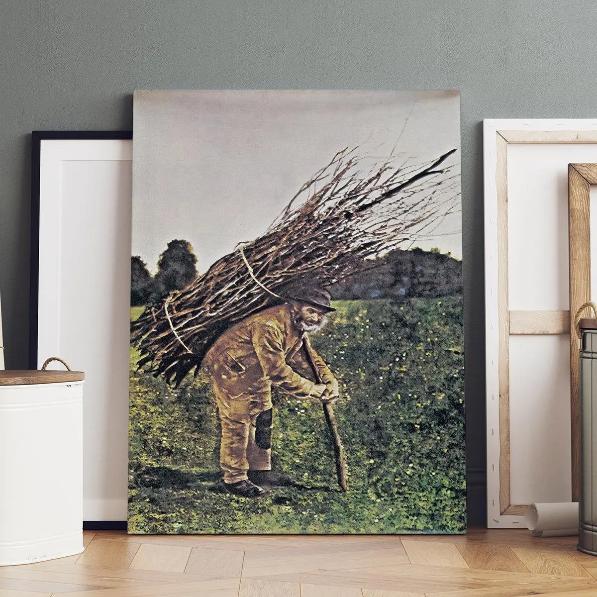 Wooden Framed Canvas Painting, Rural Woodcutter at Work Poster, Modern Art, Fashion Poster, Living Room Bedroom Decoration, Hallway Office Mural, Kitchen, Home Poster, Ornaments