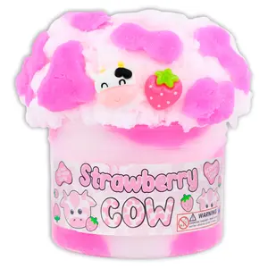 Dope Slimes - Strawberry Cow (8 fl/oz) - Cloud Textured Scented Slime - Made in The USA (Pink/White)