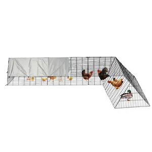 Large Metal Chicken Coop, Chicken Tunnels for Outside, Portable Chickens Run with Waterproof and Anti-UV Cover, Cage Rabbit Duck Hen House for Yard Farm Use
