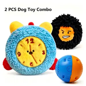 2 Pieces Plush Dog Toy Combo Dog Toy Set Squeaky Dog Toy- Dog Toy with Washable Plush Cover - Tap-Activated Interactive Play - Dog Toy Ball with Barking Sound - Type-C Rechargeable/Detachable Cover Dog Toy