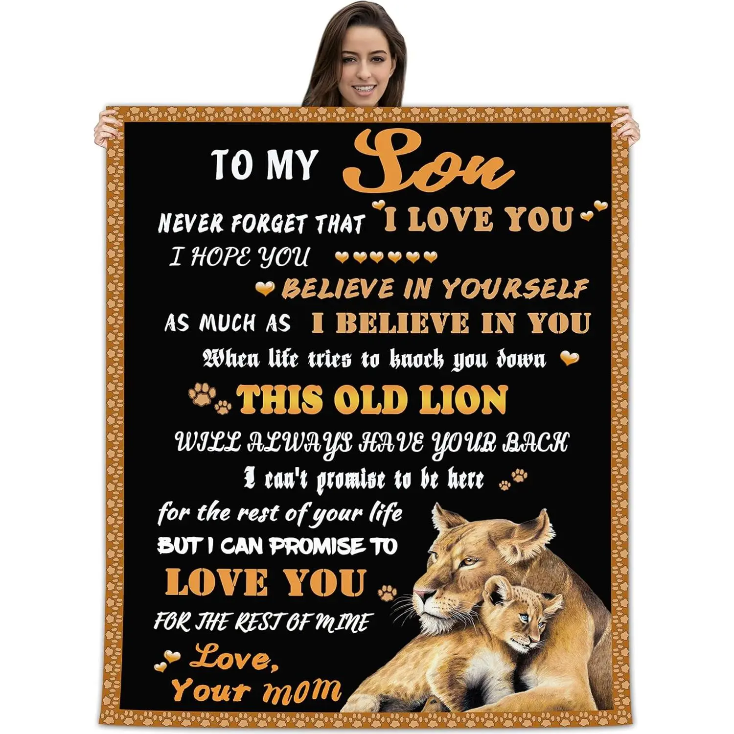 to My Son Blanket from Mom Love Letter Lion Son Gifts Soft Cozy Personalized Blanket with Couch Sofa Bedroom for Birthday Christmas Thanksgiving