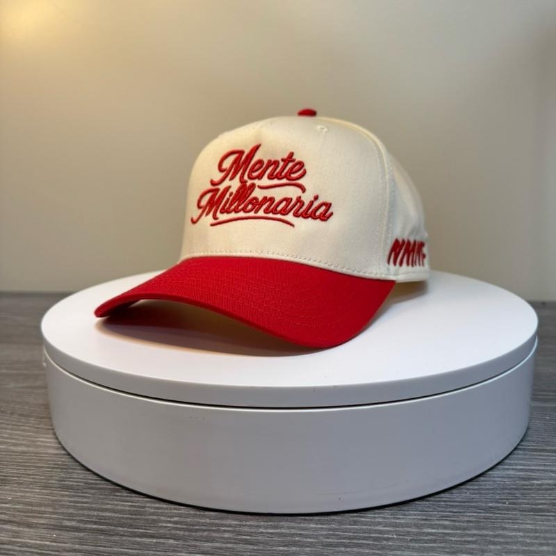 Mente Millonaria Hat - Natural & Red Trucker Cap with Embroidered Logo for Men and Women