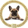 Bling Zirconia Sparkle Diamond Mosaic Cuban Link Dog Collar - Zinc Alloy Lightweight and Portable High-Polished Collar with Secure Buckle, Universal Fit Comfortable Pet Accessory for Birthdays, Christmas (S-L Dogs)