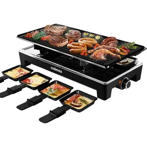 Cusimax 1500W Indoor Portable 2 in 1 Electric Raclette Grill(Black)
