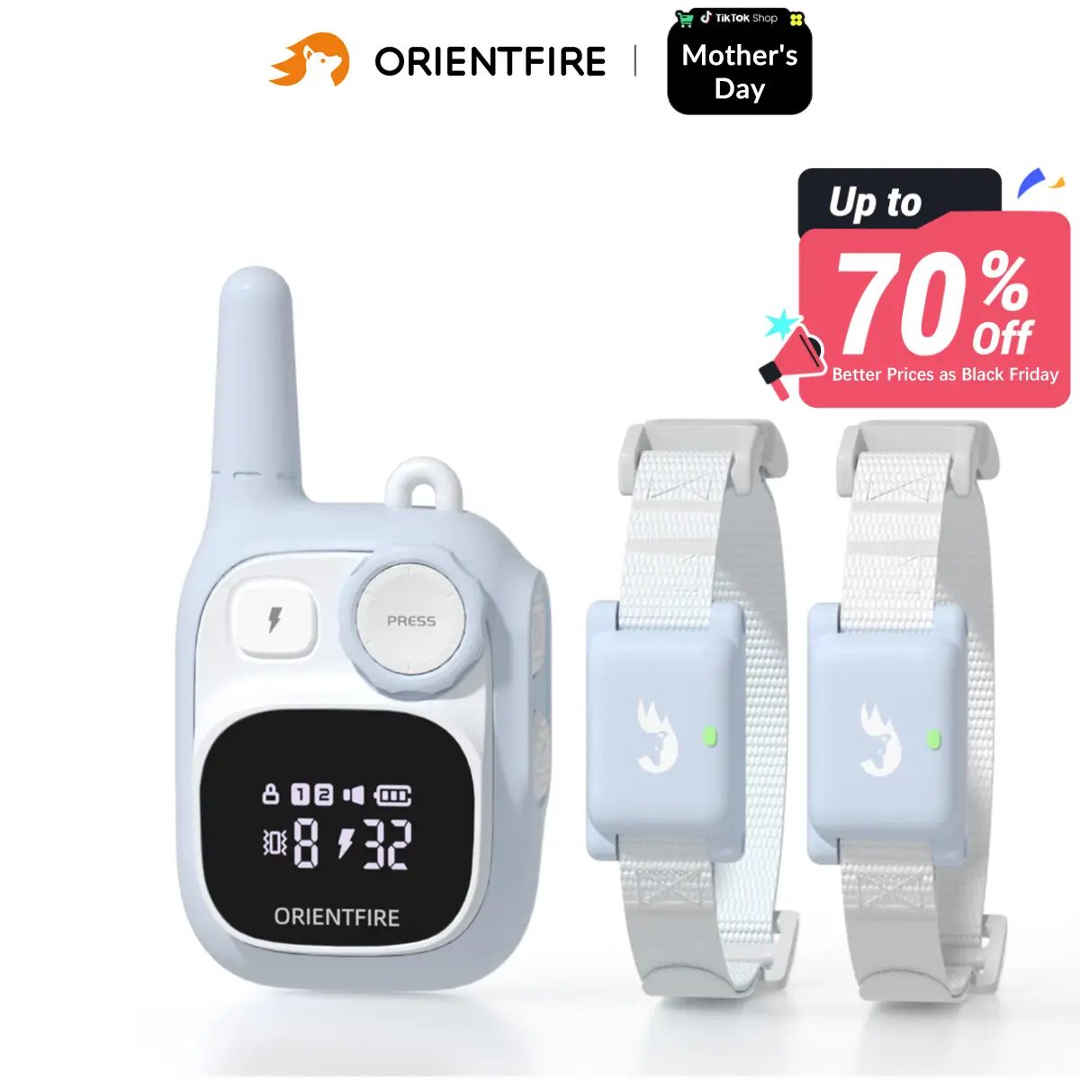 ORIENTFIRE Dog Training Collar with Remote Control, 3300 FT/4200 FT Model Remote Range, 3 Modes, IPX7 Waterproof for Small to Medium Dogs Rechargeable