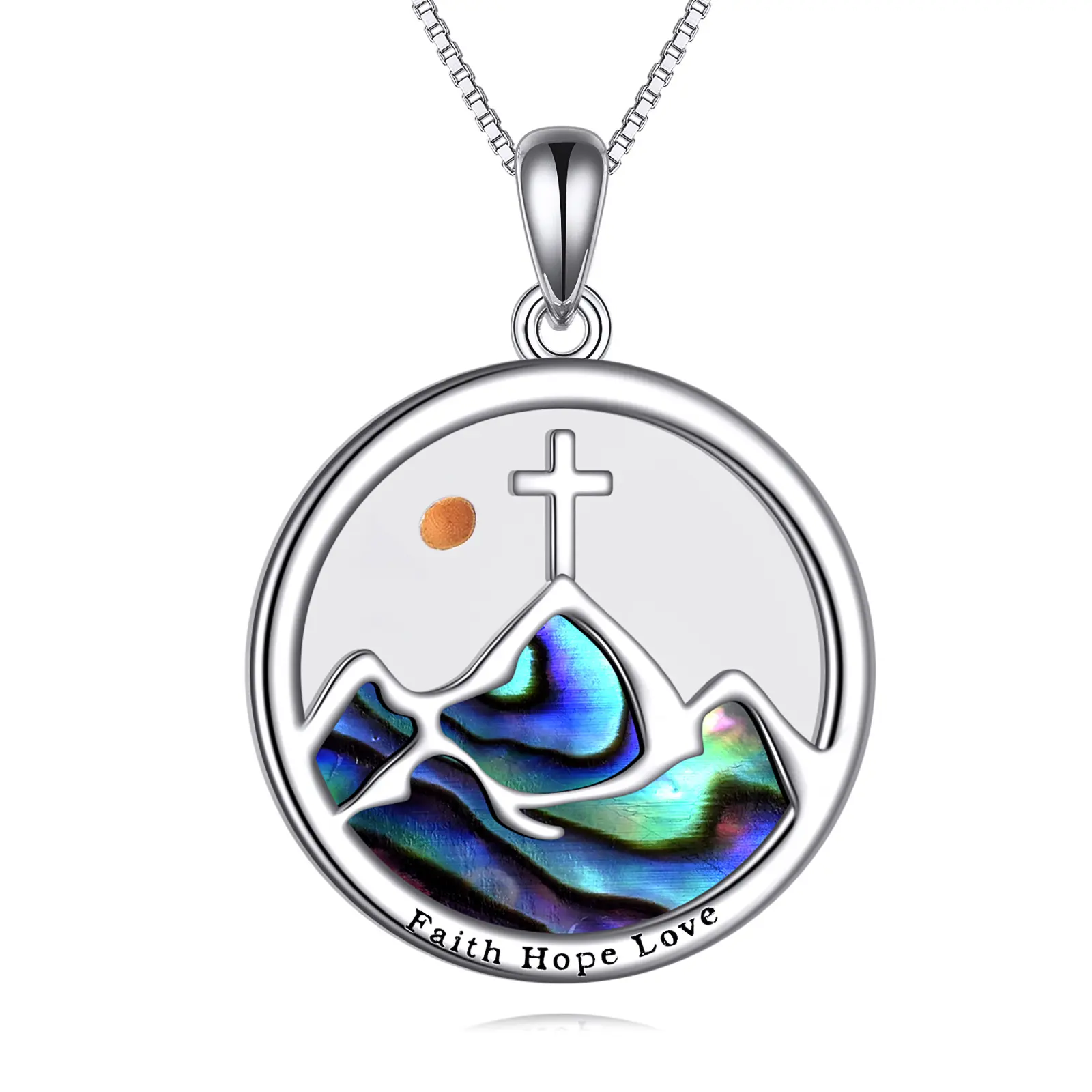 925 Purity Sterling Silver Mustard Seed Mountain Pendant Necklace, Faith Hope Love Jewelry, Birthday/Anniversary Gifts for Male & Parents