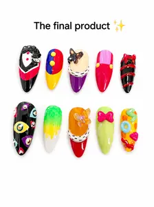 Digital Circus Press On Nails | 3D Carnival Character Nail Art for Beaches, Summer, Holiday, Vacation, Birthday