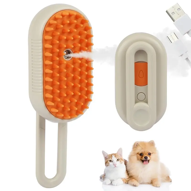 3 in 1 Cat Dog Steam Brush for Shedding Portable Anti-Static Grooming Comb Steam Misting Water Spray Brush Self-Cleaning Pet Hair Remover for Long & Short Haired Pets