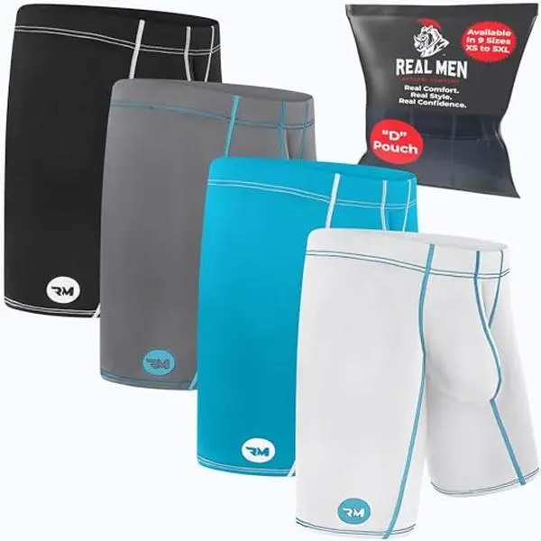Men's Plain Nylon Quick-Dry Stretch Flex Athletic Compression Boxer Briefs - Supportive Ball Pocket, Adjustable Pouch Fit - Sports Underwear for Running, Bodybuilding (Black, White, Grey, Cyan), Stretch Flex Men's Sports Underwear